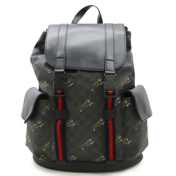 GUCCI Black Leather Backpack - Picture 1 of 10